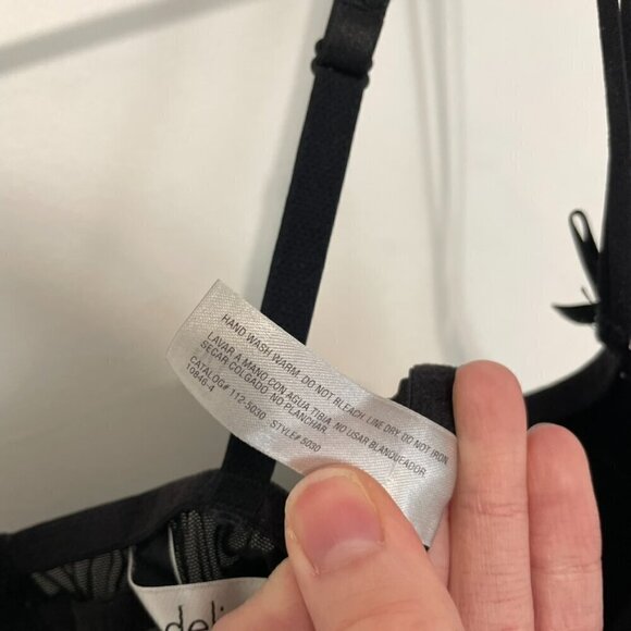 DELICATES Black Cream Ivory Lace Trim Underwired Semi Sheer Babydoll Lingerie L - Picture 9 of 14